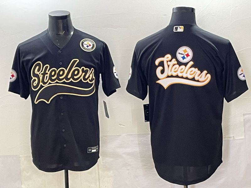 Men 2025 Nike Pittsburgh Steelers Blank Black Joint Name  Limited NFL Jersey style 055->pittsburgh steelers->NFL Jersey